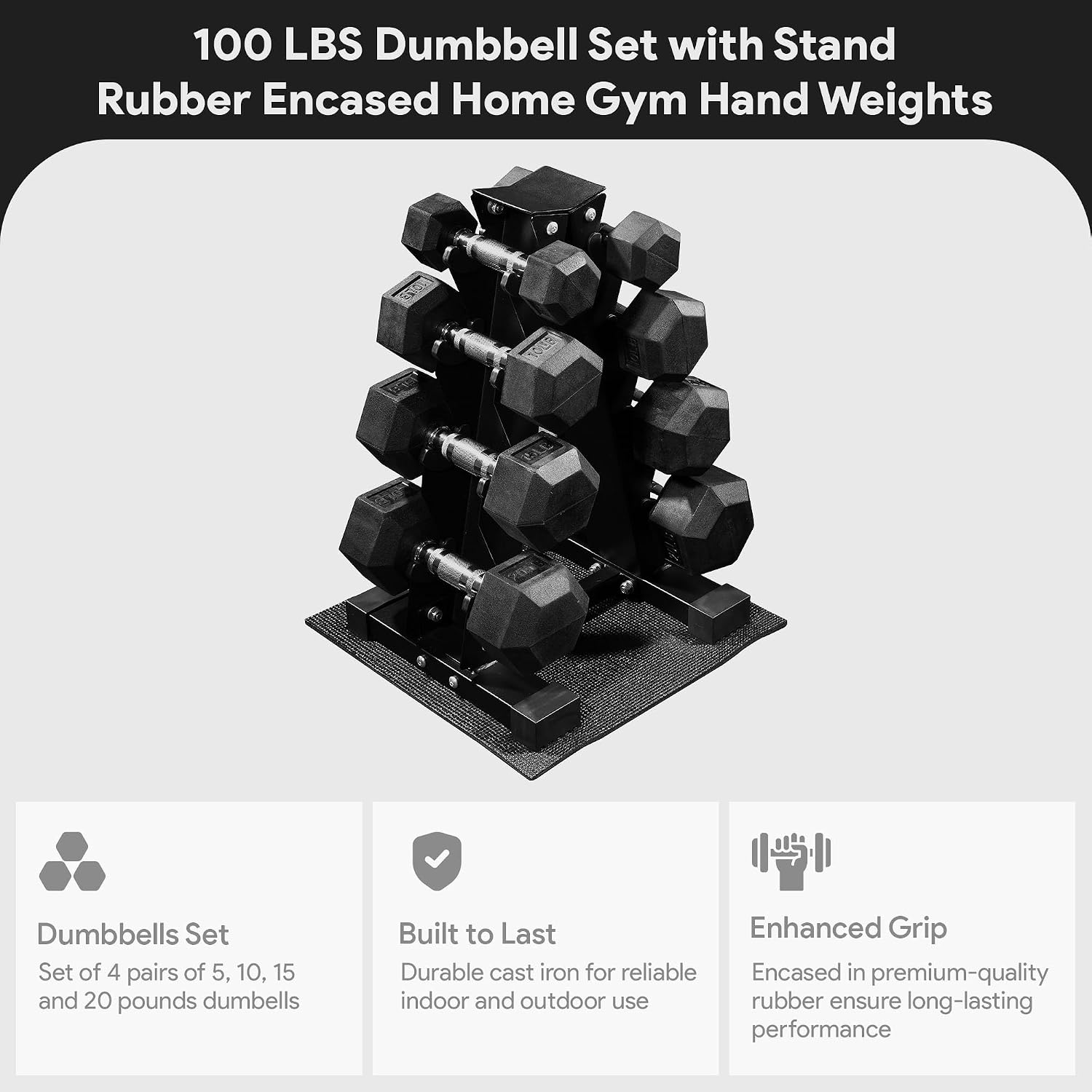 Hex Dumbbell Set - Set di manubri esagonali rivestiti in