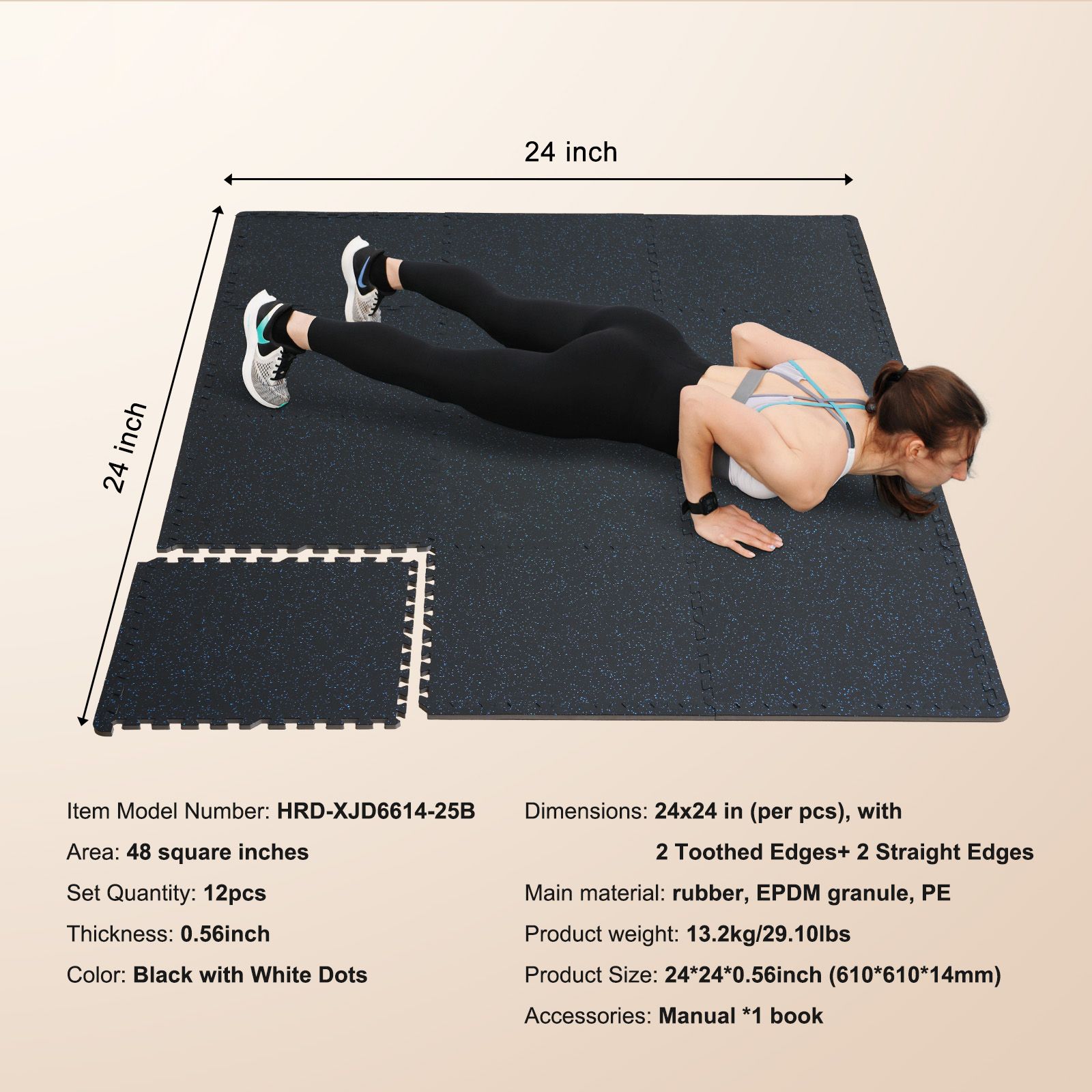 Home Gym Rubber Flooring - Tappetini per palestra spessi 0,56 pollici,